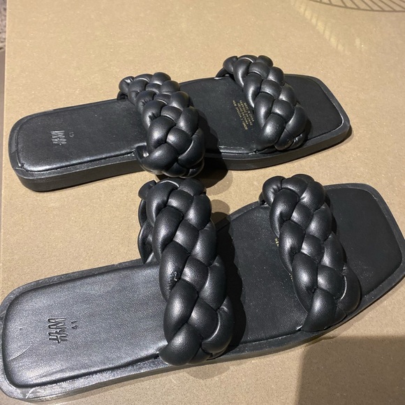 H&M Braided Black Sandals. Size 41 (size 10). Never worn. - Picture 2 of 3